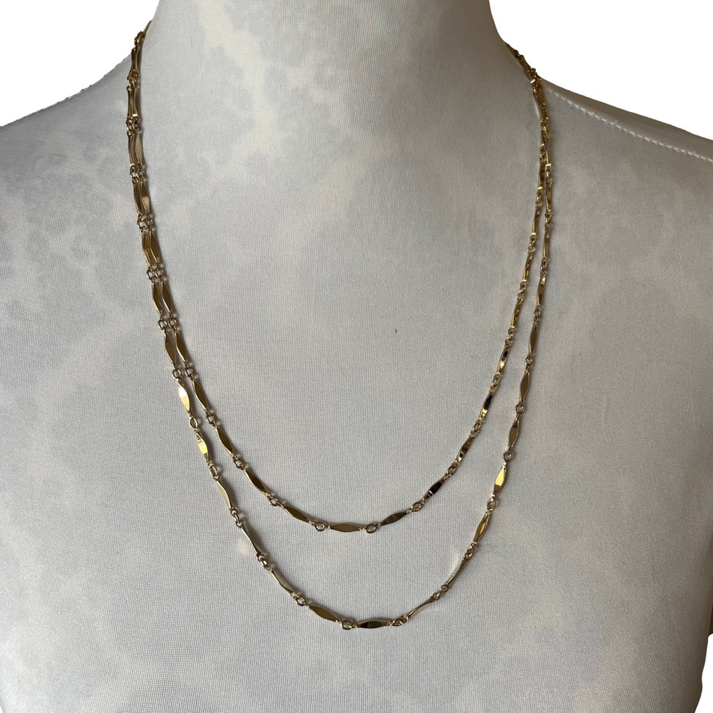 Italian Style Gold-tone Bar Station Necklace | 42” Long